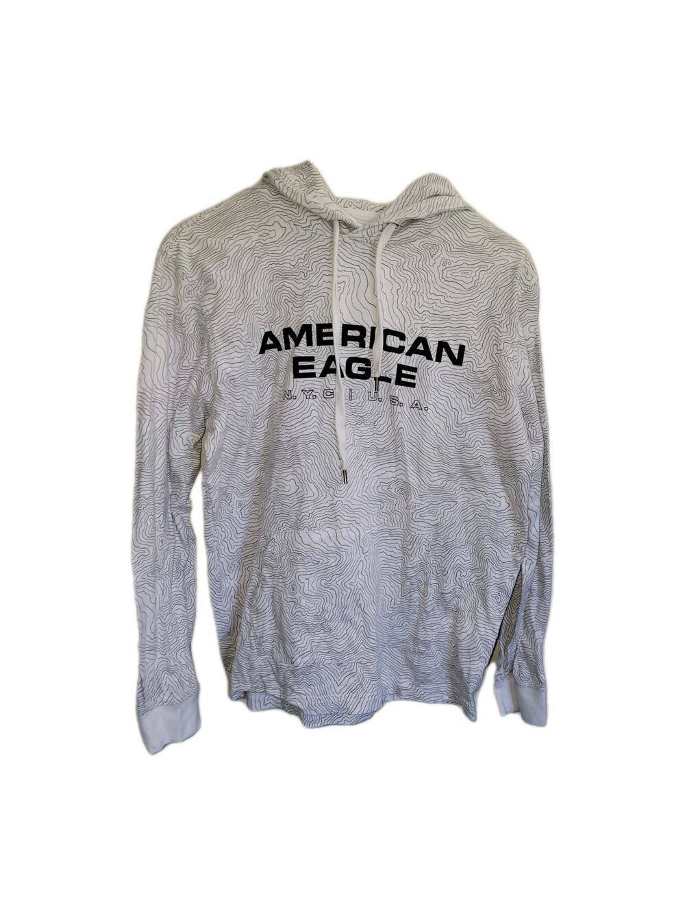 American Eagle Mens S New York Typography Graphic Pullover Hoodie Sweatshirt